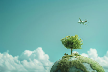 ustainable travel concept, eco-friendly journeys promoting green tourism practicesの素材