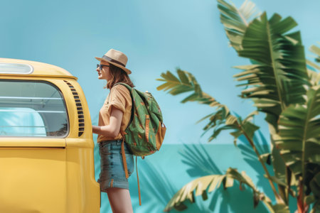 ustainable travel concept, eco-friendly journeys promoting green tourism practicesの素材