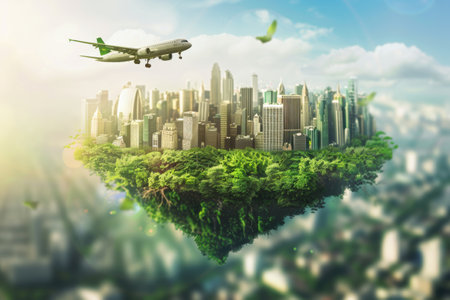 ustainable travel concept, eco-friendly journeys promoting green tourism practicesの素材