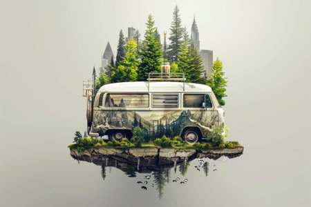 ustainable travel concept, eco-friendly journeys promoting green tourism practicesの素材