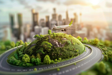 ustainable travel concept, eco-friendly journeys promoting green tourism practicesの素材