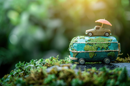 ustainable travel concept, eco-friendly journeys promoting green tourism practicesの素材