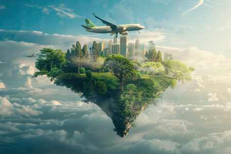 ustainable travel concept, eco-friendly journeys promoting green tourism practicesの素材