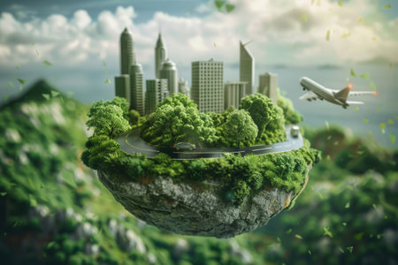 ustainable travel concept, eco-friendly journeys promoting green tourism practicesの素材