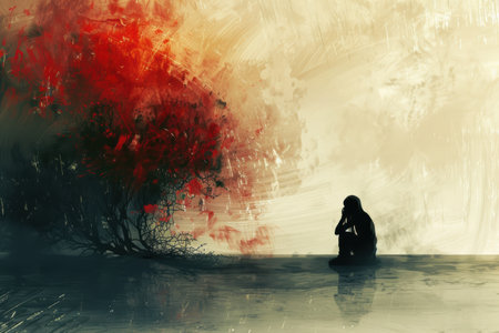 Guilt concept visualizes the emotional weight and burden of remorseの素材