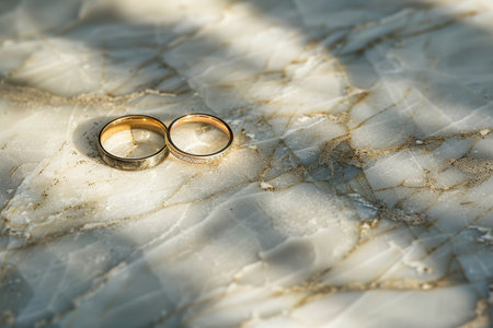 Beautiful wedding rings in various romantic settings, reflecting eternal loveの素材