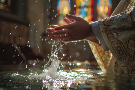 Holy water in Orthodox faith, symbol of spiritual cleansing and divine blessingの素材