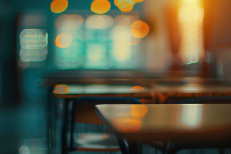 Abstract blurred school background, focused on classroom and learning environment..の素材