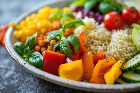 Scientific depiction of protein molecule structure as a key element in fitness and dietの素材