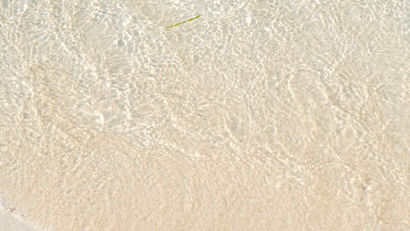 Smooth beach sand background with fine grains, natural texture, warm golden tones.の写真素材