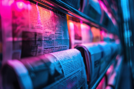 Journalism and media concept background with abstract news visuals...の素材