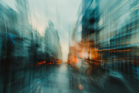 Defocused cityscape with bokeh lights and a modern urban atmosphere...の素材