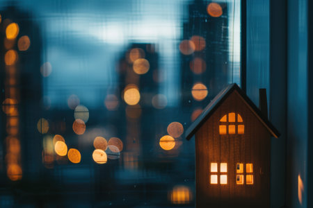 Blurred housing background highlighting family homes and budget-friendly living.の素材