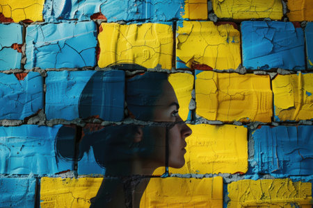 A conceptual image of collective healing and emotional recovery for Ukrainians.の素材