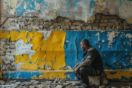 A conceptual image of collective healing and emotional recovery for Ukrainians.の素材