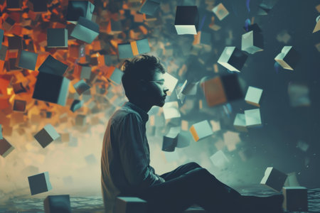 concept evoking introversion and peaceの素材