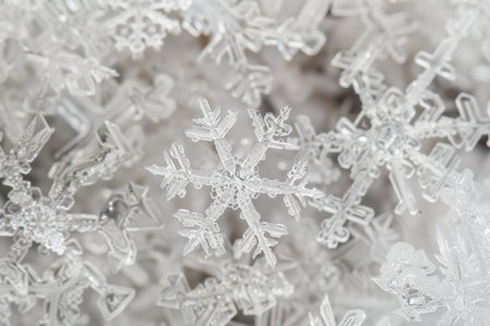 Elegant frosty background with vibrant snowflakes and icy tones.の素材