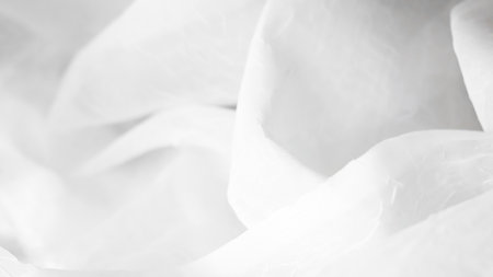 Ethereal white tulle veil background with translucent layers and soft light..の写真素材