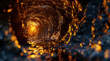 Coal mining operation in a deep mine shaft.の素材