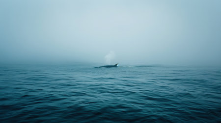 Rare whale species in marine waters, symbolizing wildlife conservation effortsの素材