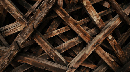 Rustic wooden structure background featuring fine details and natural grain.の素材