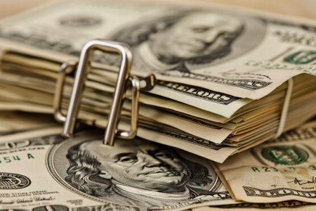 Business financing essentials with paperwork and capital growth focus.の素材