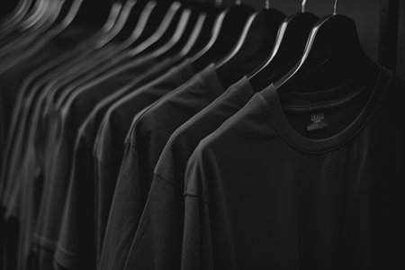 Hanging black T-shirt with a round neck and short sleevesの素材