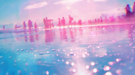 Abstract vibrant pastel colors of a summer party at sunsetの素材