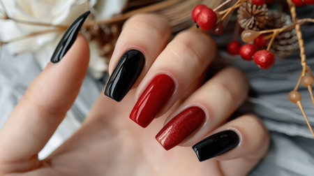 Bright, bold gel nails with intricate patterns and colors for a creative lookの素材