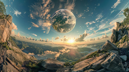 Stunning Earth surrounded by the vastness of the universeの素材