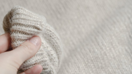 Clean, simple, and elegant knitted textures in neutral, nude, and muted shadesの写真素材