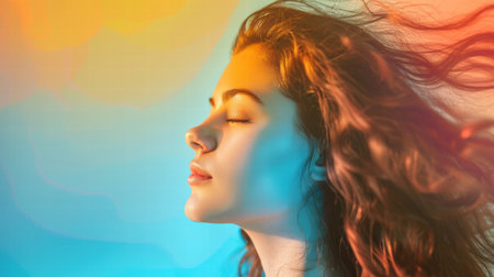 A moment of self-acceptance, embracing individuality and personal journeyの素材