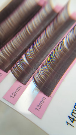 Close up of handmade lash fans used in professional eyelash extension training