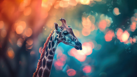 Bright and blurred zoo background with a mix of colors and nature in the frameの素材