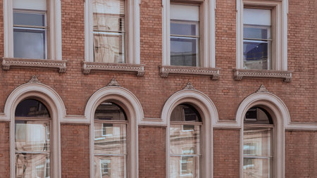 Elegant historical buildings in London with unique architectural charm.の写真素材