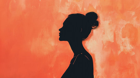 A minimalist white silhouette of a woman reflecting the psychology of self-discoveryの素材