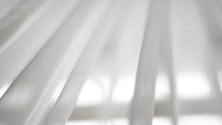 White netted tulle backdrop with light flow and delicate modern aesthetic.の写真素材