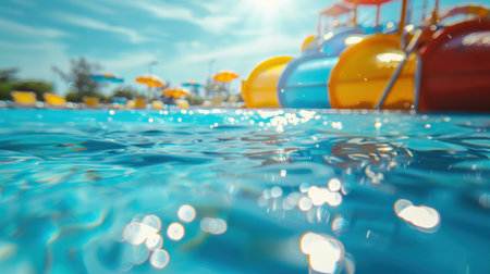 Minimal abstract image with summer blur and aqua park atmosphere.の素材