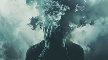 Visual metaphor for productivity masking emotional struggleの素材