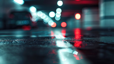 Minimal blurred view of city car parking in residential environment.の素材