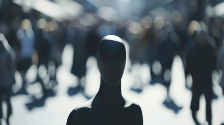 One feels distant and mentally overloaded despite being among people.の素材