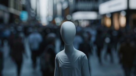 One feels distant and mentally overloaded despite being among people.の素材