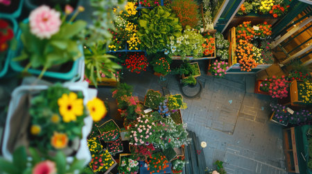 floral patterns with soft hues in a charming flower shop settingの素材