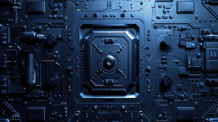 Seamless repeating background of metallic safes with modern lock concepts.の素材