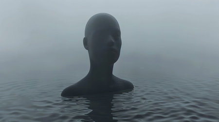 Symbolic concept of mental detachment and emotional shut down.の素材