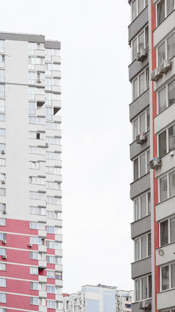 Quiet sleeping district with modern residential apartment blocks.の写真素材