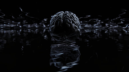 Abstract visualization of brain waves under stress with neural patterns.の素材