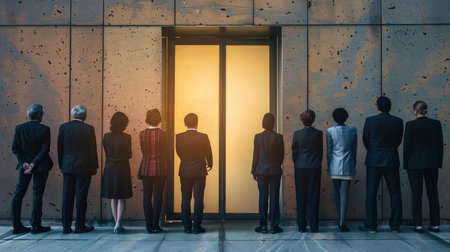 Group of businesspeople in line concept for recruitment and hiring.の素材