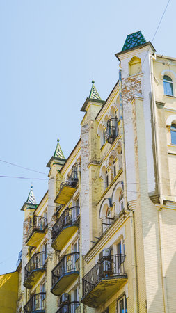 Renaissance palace facade shot for museum exhibits or luxury brand backdrops.の写真素材