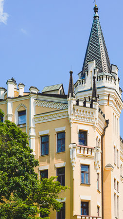 Renaissance palace facade shot for museum exhibits or luxury brand backdrops.の写真素材